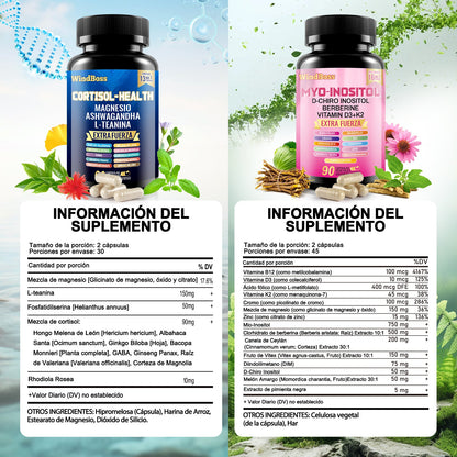 Cortisol-Support &amp; Myo-Inositol Multivitamin Combo | Extra Strength All-in-One Supplement-1 pc 